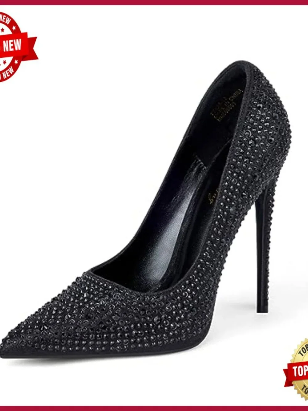 Women's Pointed Toe Stiletto Heels Sparkly Rhinestone Prom Wedding Pumps